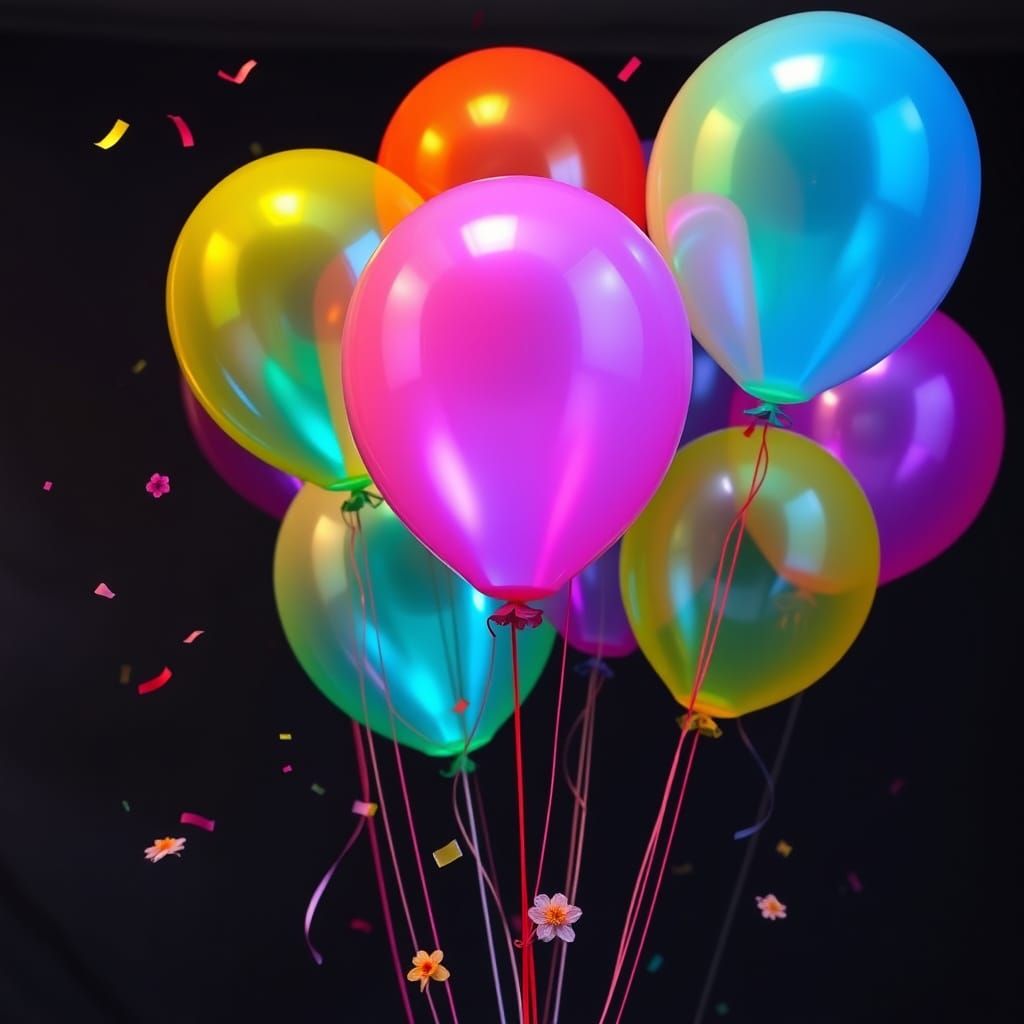 Neon Iridescent Balloons Create Party Celebration