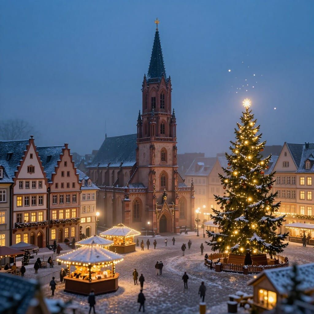 Frankfurt Romer Christmas Market at Dusk