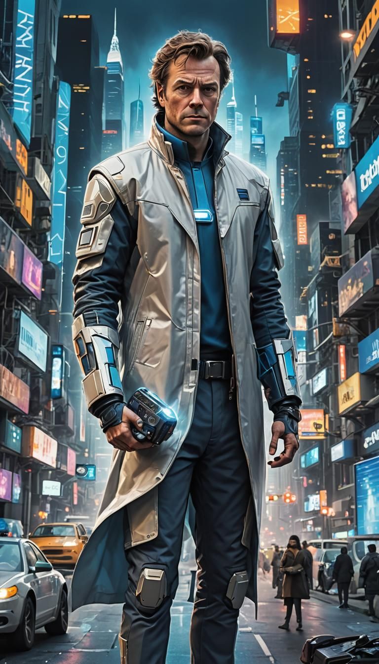 Marty McFly in a Futuristic 2015 Cityscape