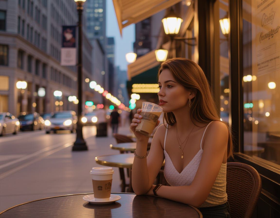 Chicago Cafe Scene on Summer Evening