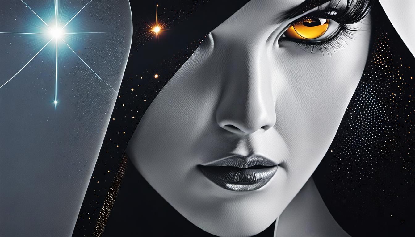 Gold Android Angel with Luminous Wings in Anime Style