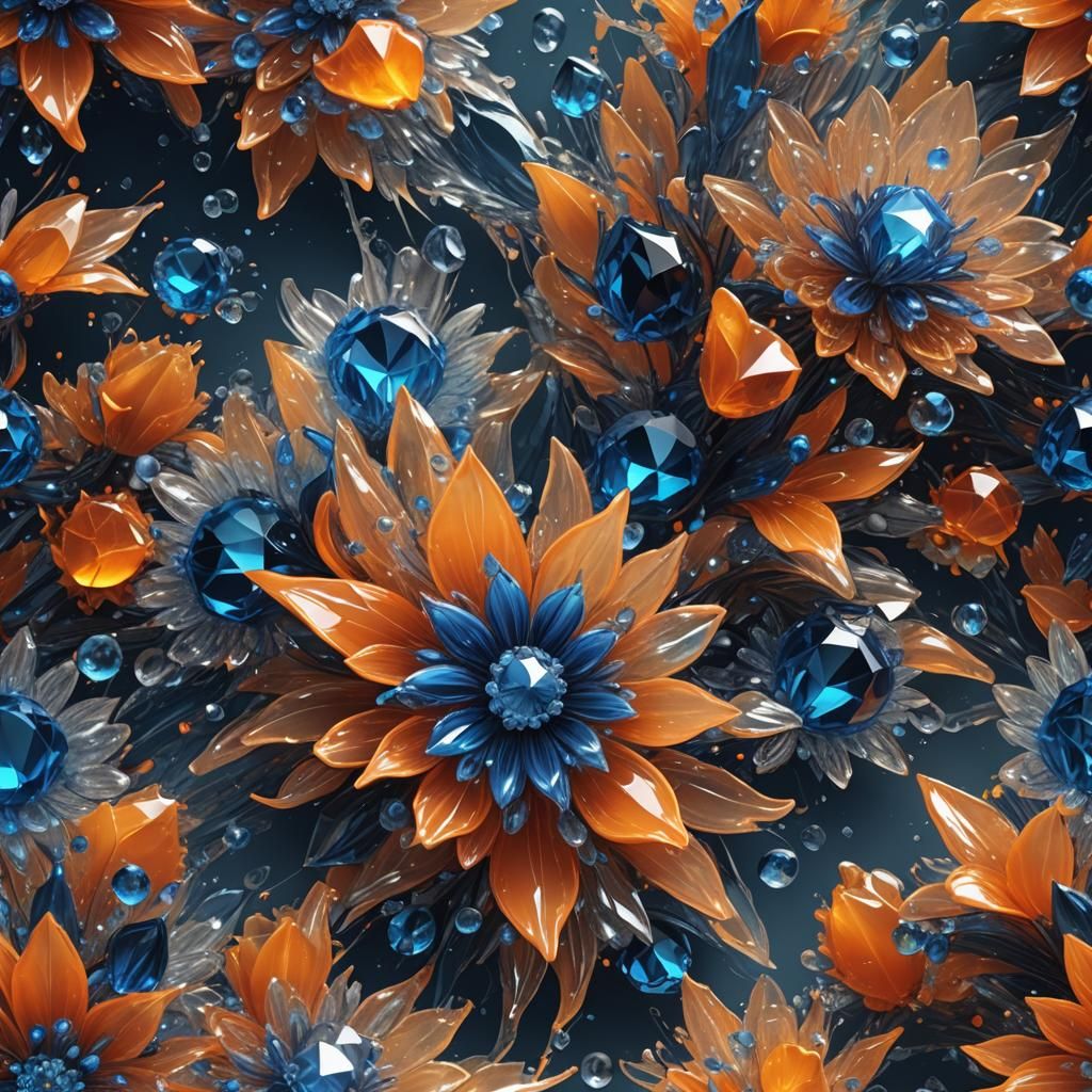 Crystal Flower Close-Up: Detailed Digital Art