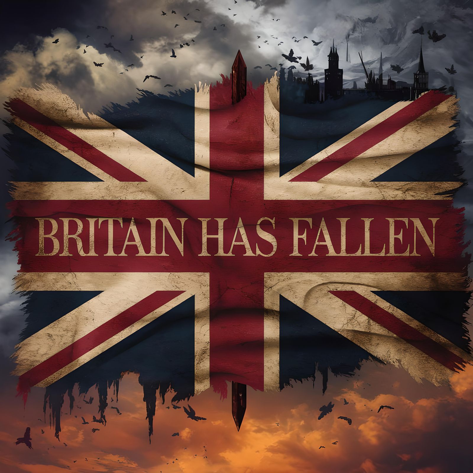 British Flag with 'Britain Has Fallen' Message