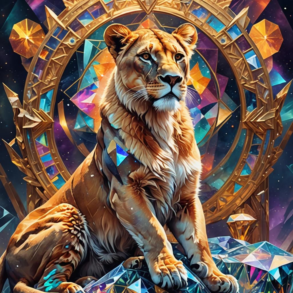 Lioness from Pleiades on Crystal Throne