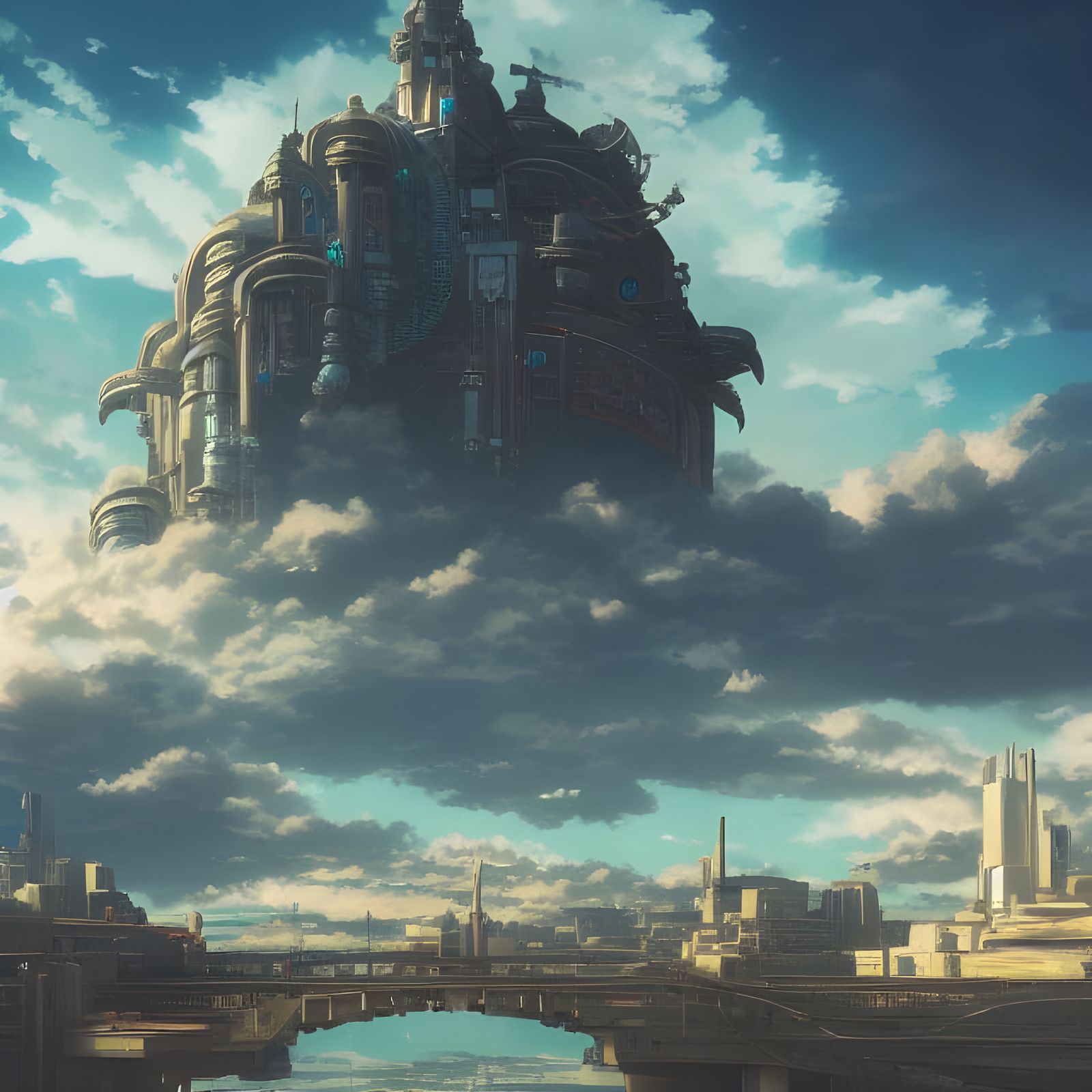 Retrofuturistic Anime Scene in Studio Ghibli Style