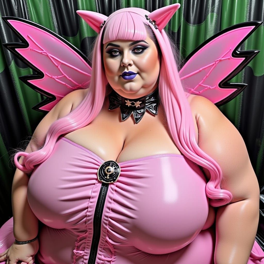 Hyperrealistic Obese Fairy Elf Picking Flowers