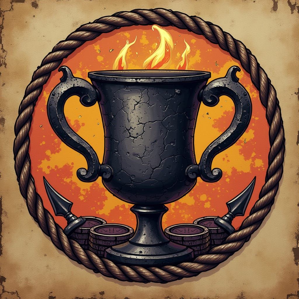 Grunge Medieval Emblem of Kar's Cup Tavern