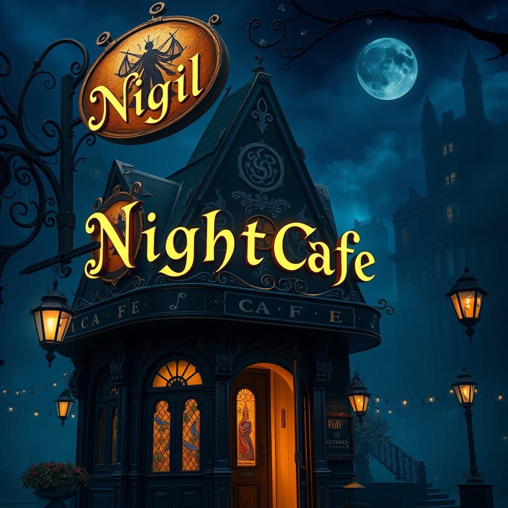 Enchanted Nightcafe Amidst Celestial Dreamscape
