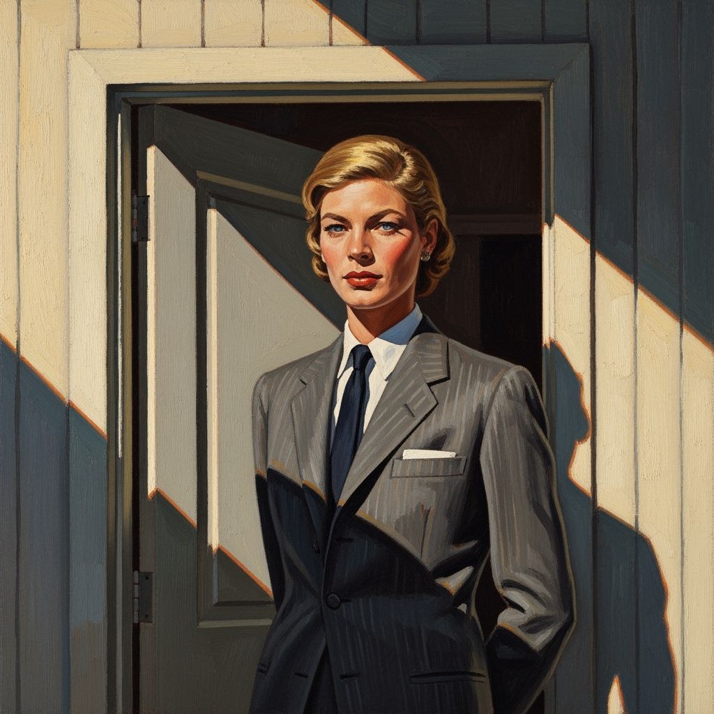 Lauren Bacall in Edward Hopper Style Painting