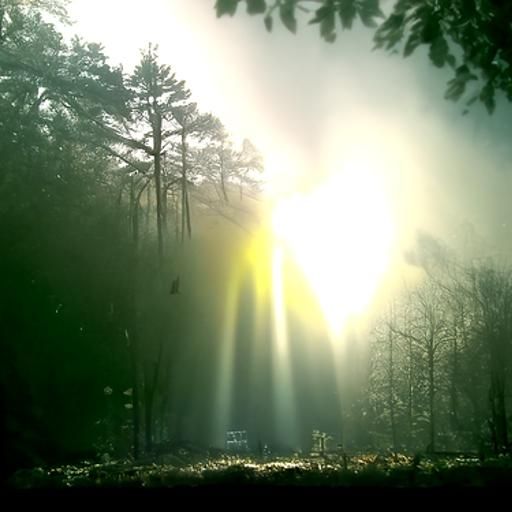 Sunbeams Through Foggy Forest: Dramatic Light