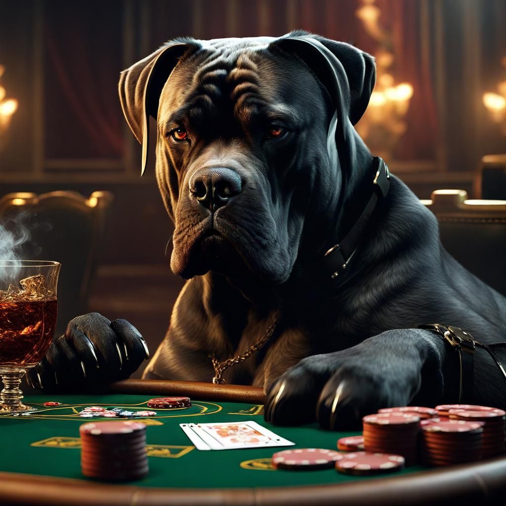 Cane Corso Dog Smoking Cigar: Fantasy Art