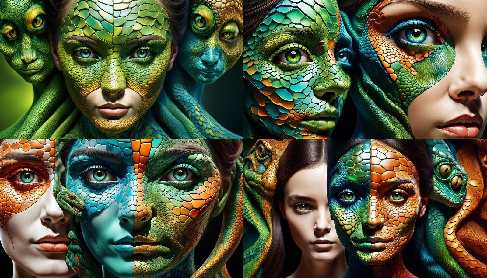 Abstract Reptilian Woman in Fractal Art Style