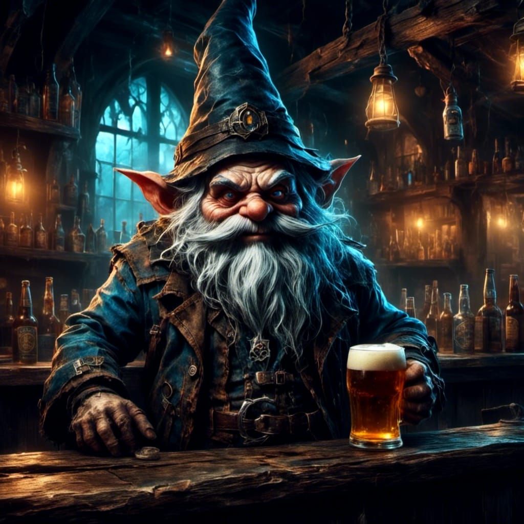 Gnome at Gothic Tavern with Spectral Lights