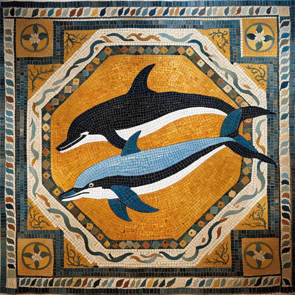 Dolphin Mosaic Floor in Ancient Greek Ruins