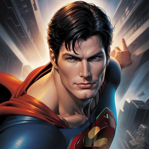 Superman Comic Book Art Featuring Christopher Reeves