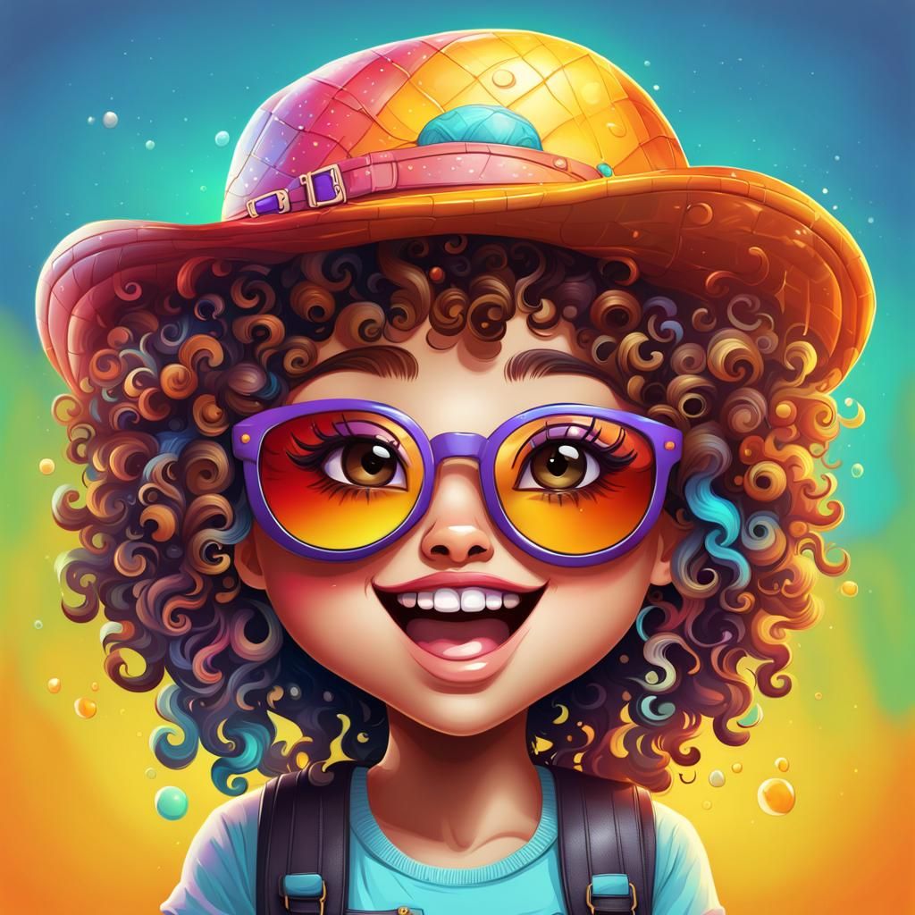 Colorful Chibi Mischief: Girl and Creature in Sunglasses