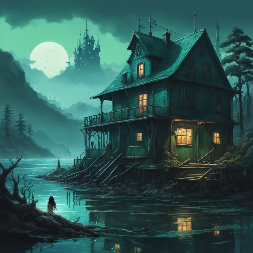 Mystical Ocean Siren in Dark Fantasy Style