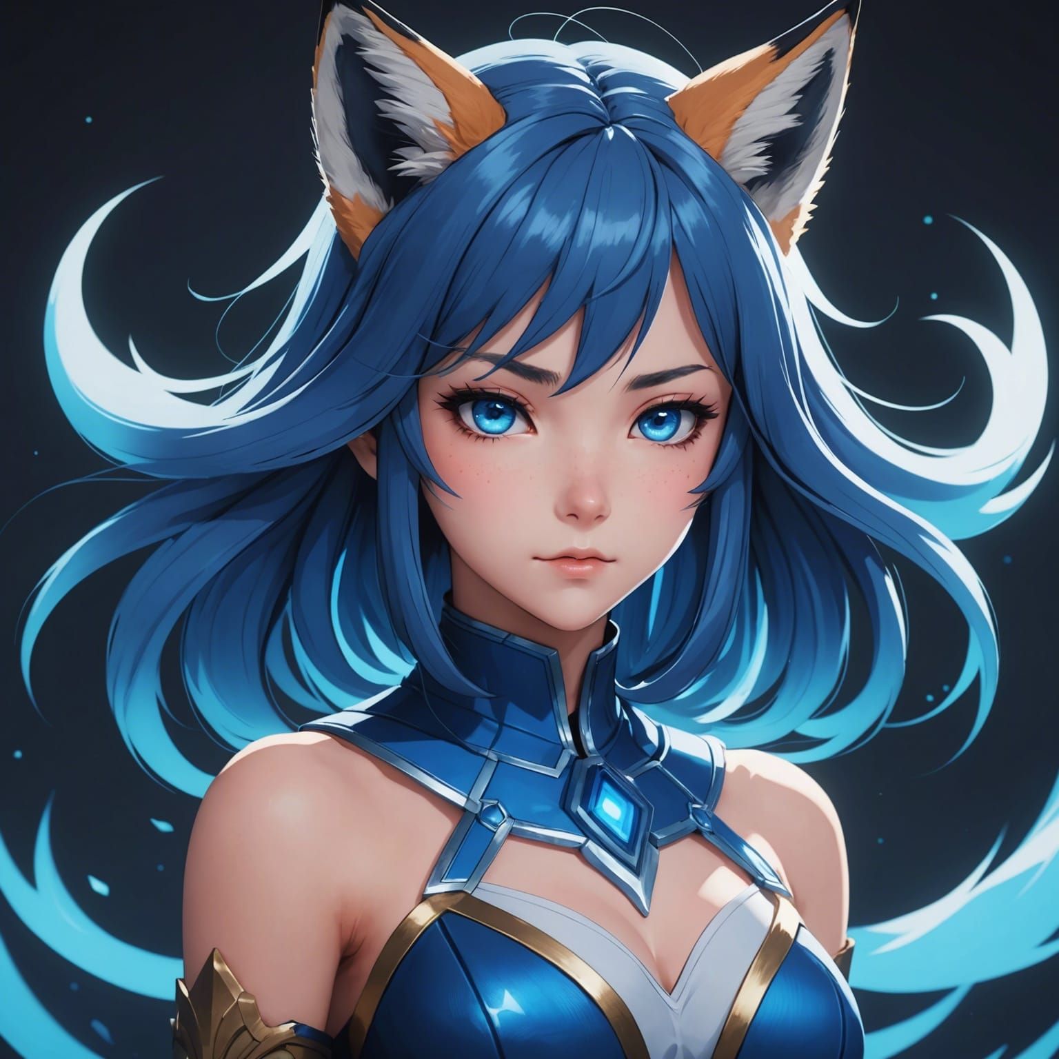 Anime Fox Girl with Ominous Aura