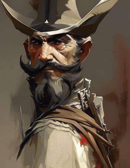 Don Quixote Portrait in Expressive Graffiti Art