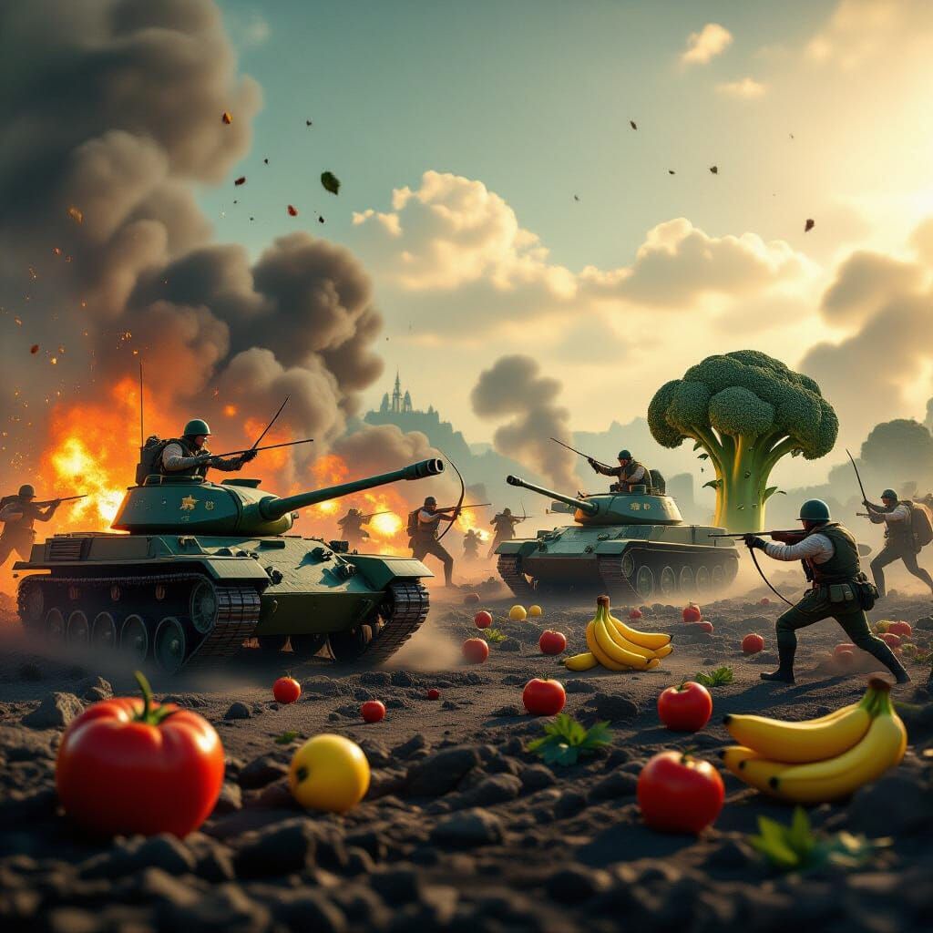 Epic Fruit and Vegetable War Battlefield