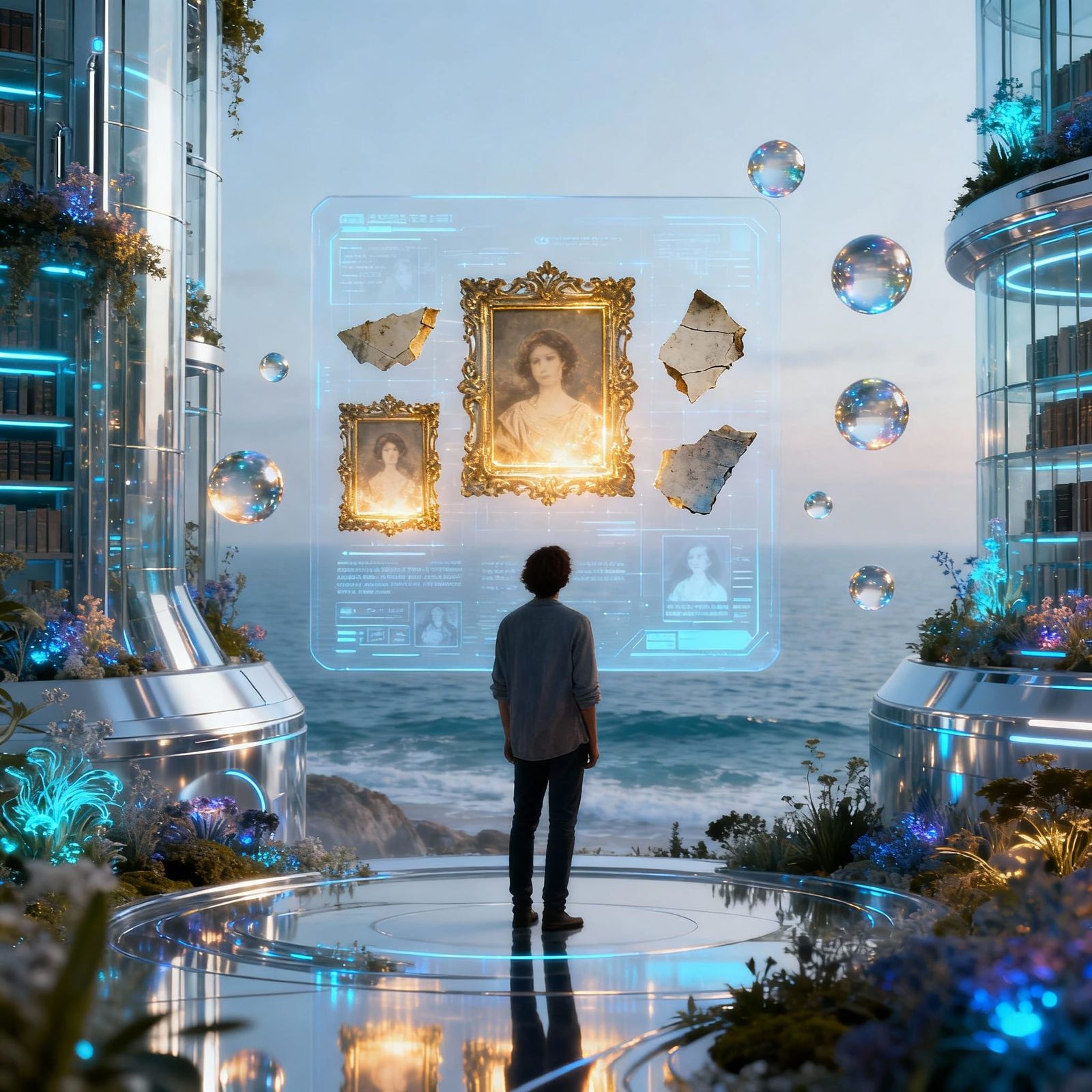 Surreal Futuristic Landscape: Digital Memories & Nature's Em...