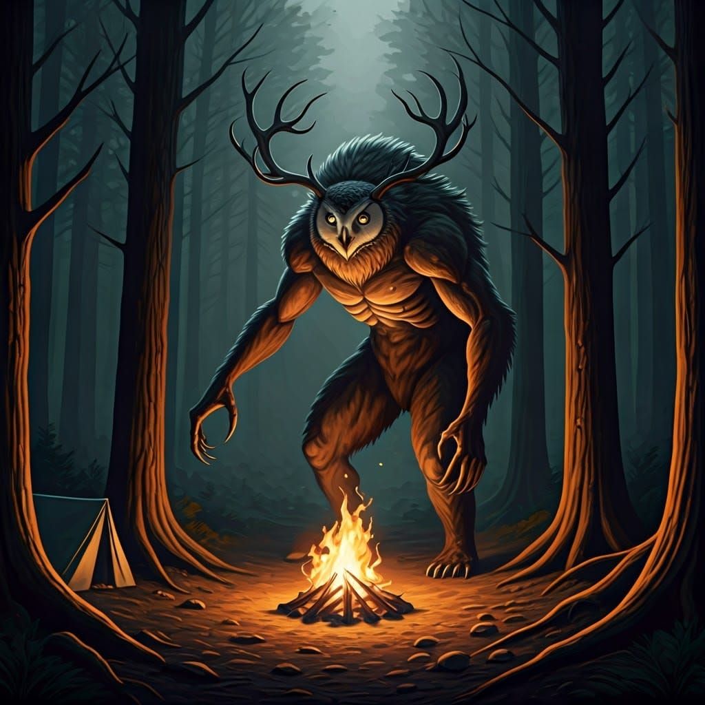 Ominous Forest Creature Emerges from Mist