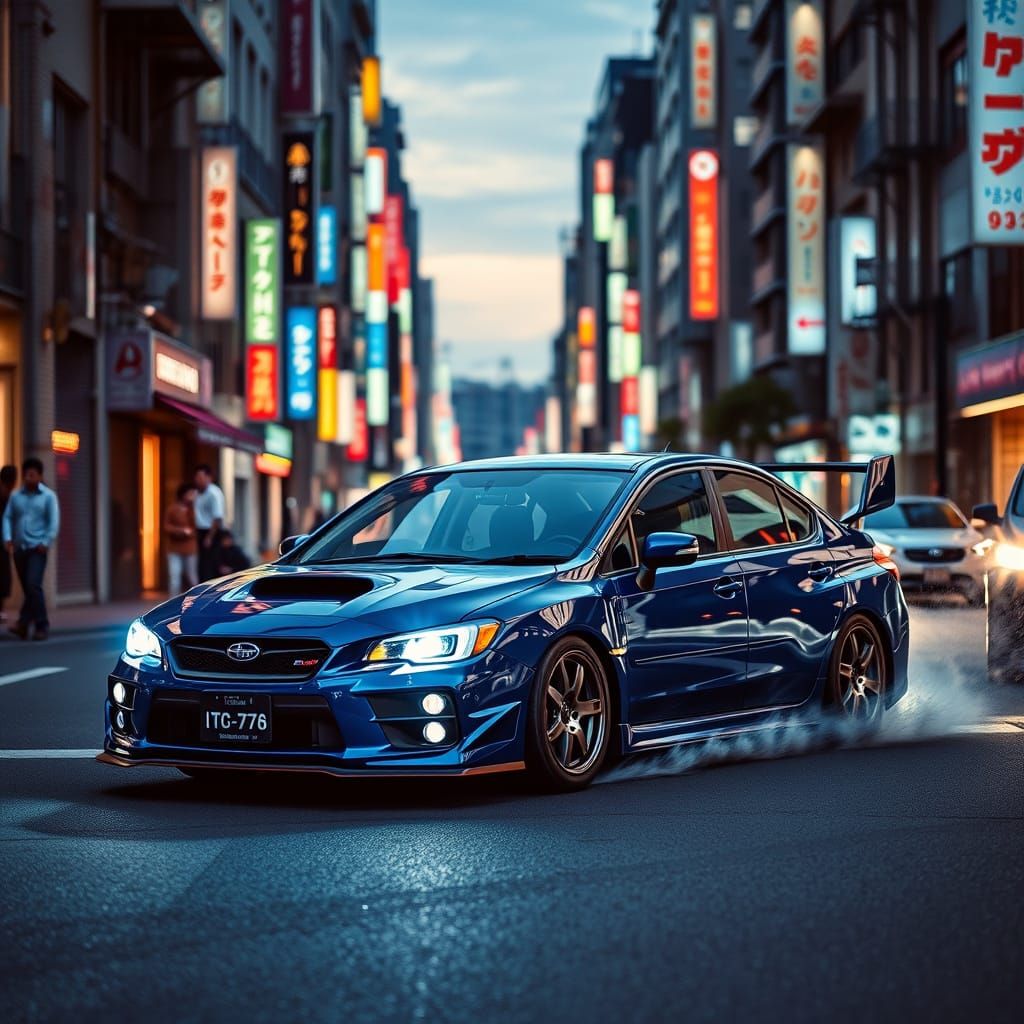 Subaru Impreza WRX Skids Through Neon Tokyo Streets