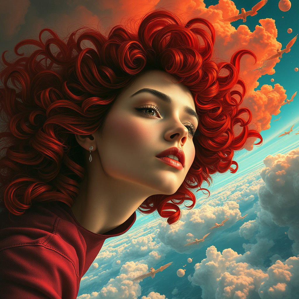 Eerie Red World of a Blissful Woman