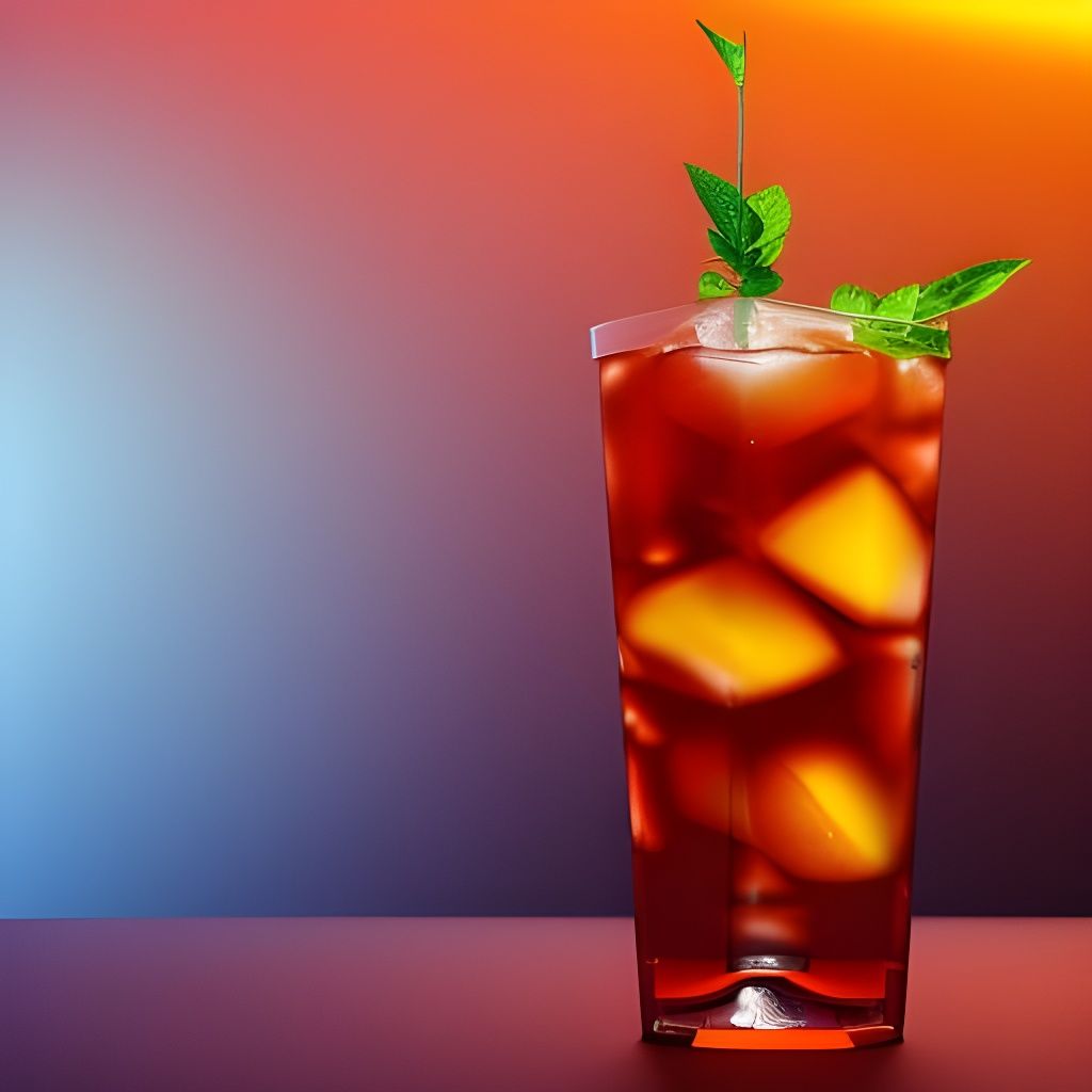 Iced Tea Close-Up: Hyperrealistic Digital Art