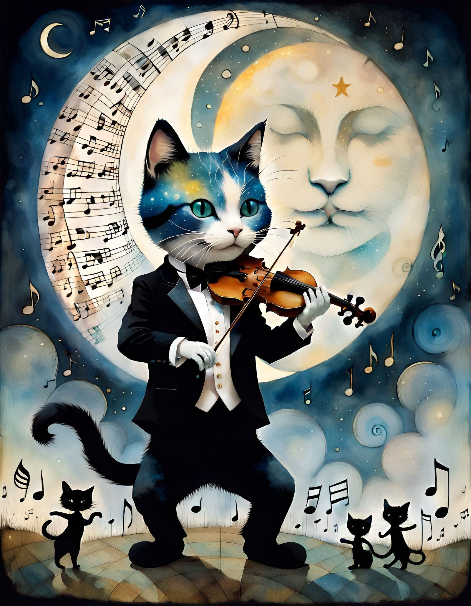 Chibi Cat's Fiddle Serenade: A Maximalist Fantasy