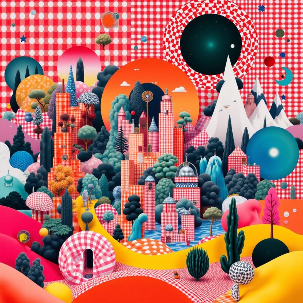 Eclectic Gingham Mood Board in Collage Style