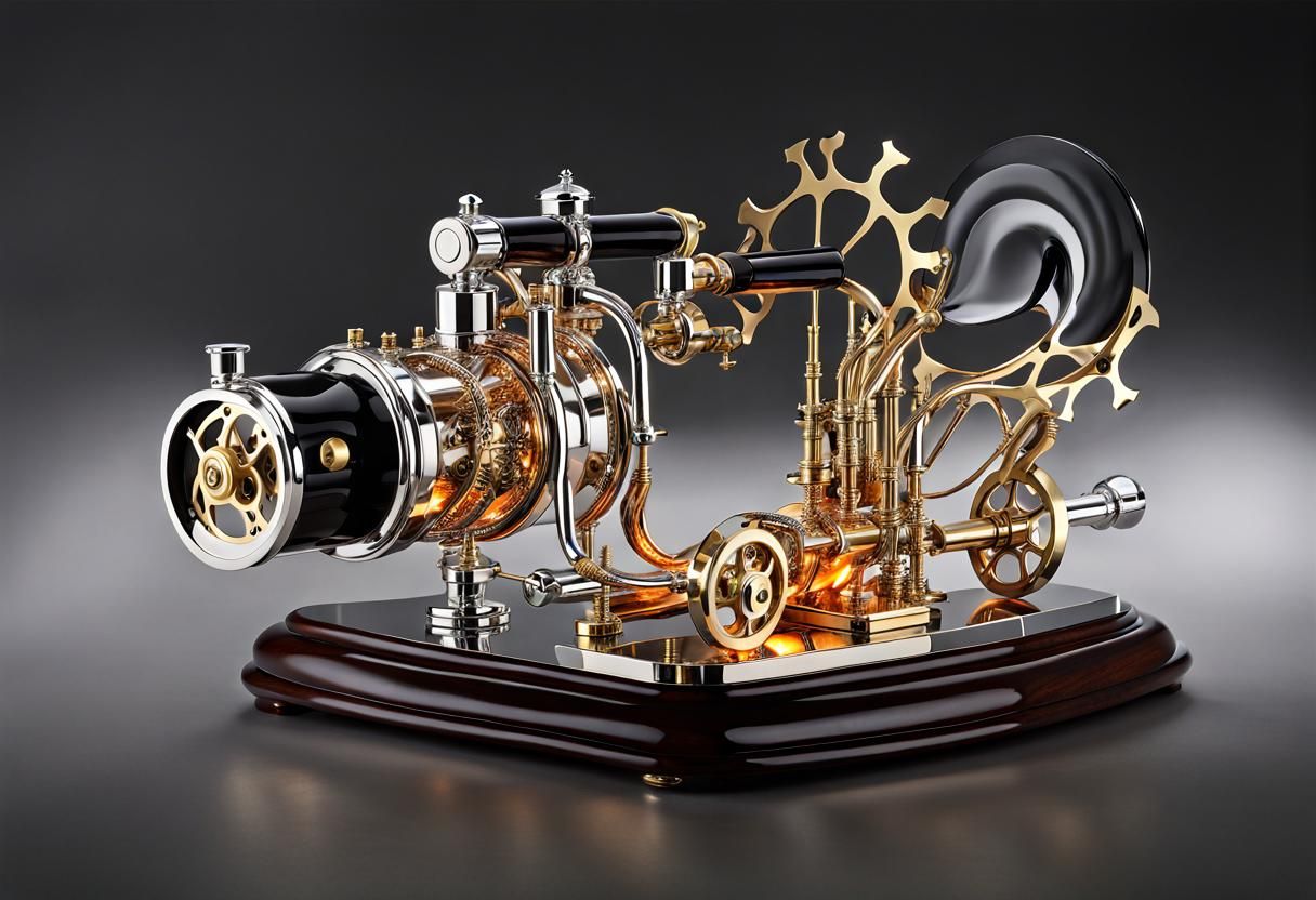 Steampunk Machine Model with Flames