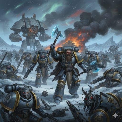 Space Marines Charge Through Frozen Wasteland in John Blanch...