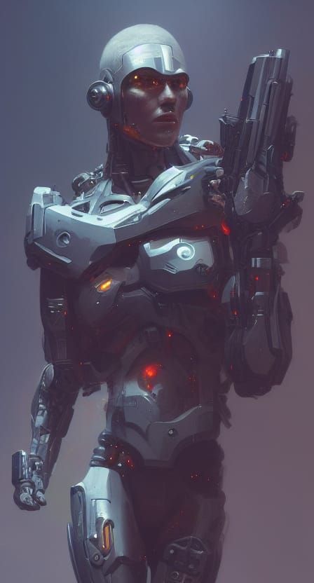 Cyborg Cowboy Portrait in Sci-Fi Art Style