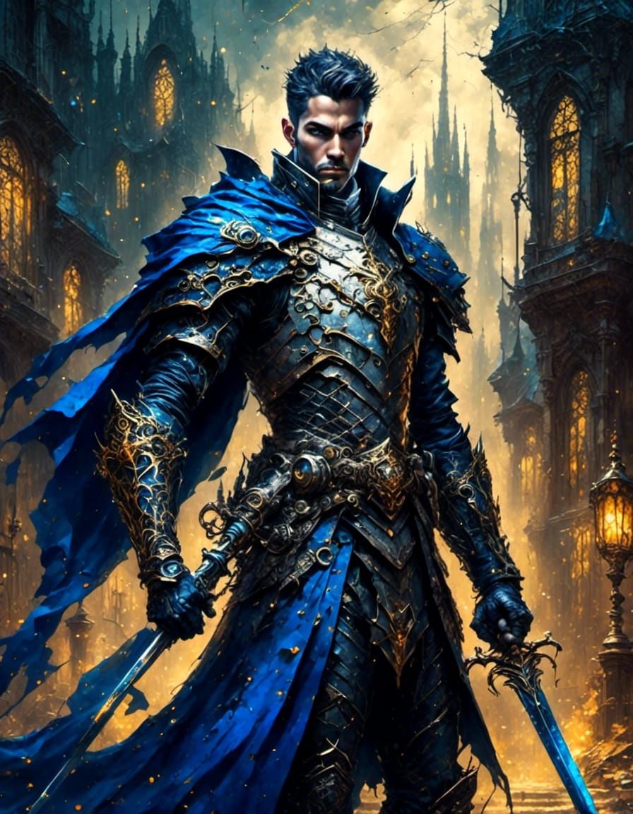 Fantasy Knight Honourguard in Ruined Throne Room