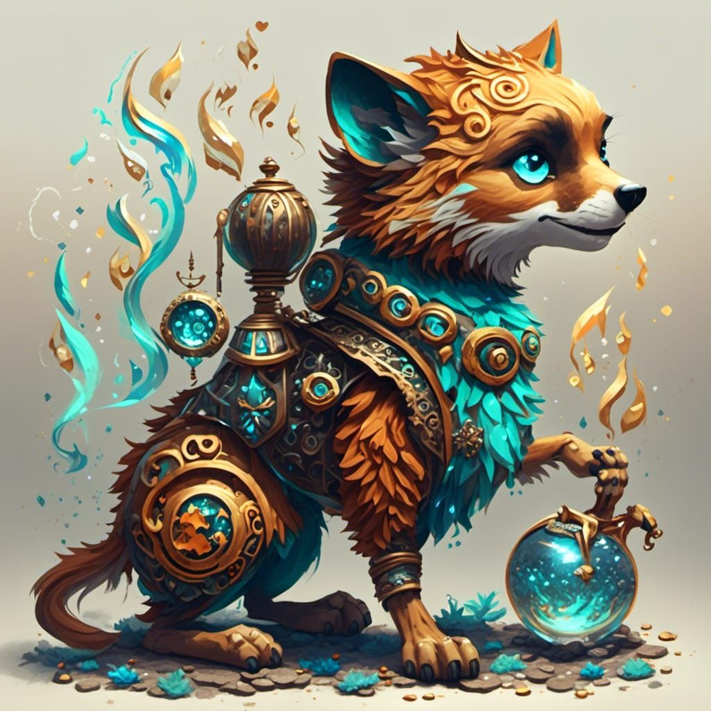 Magic Dog Teaches Puppy Spell in Psychedelic Pop Art