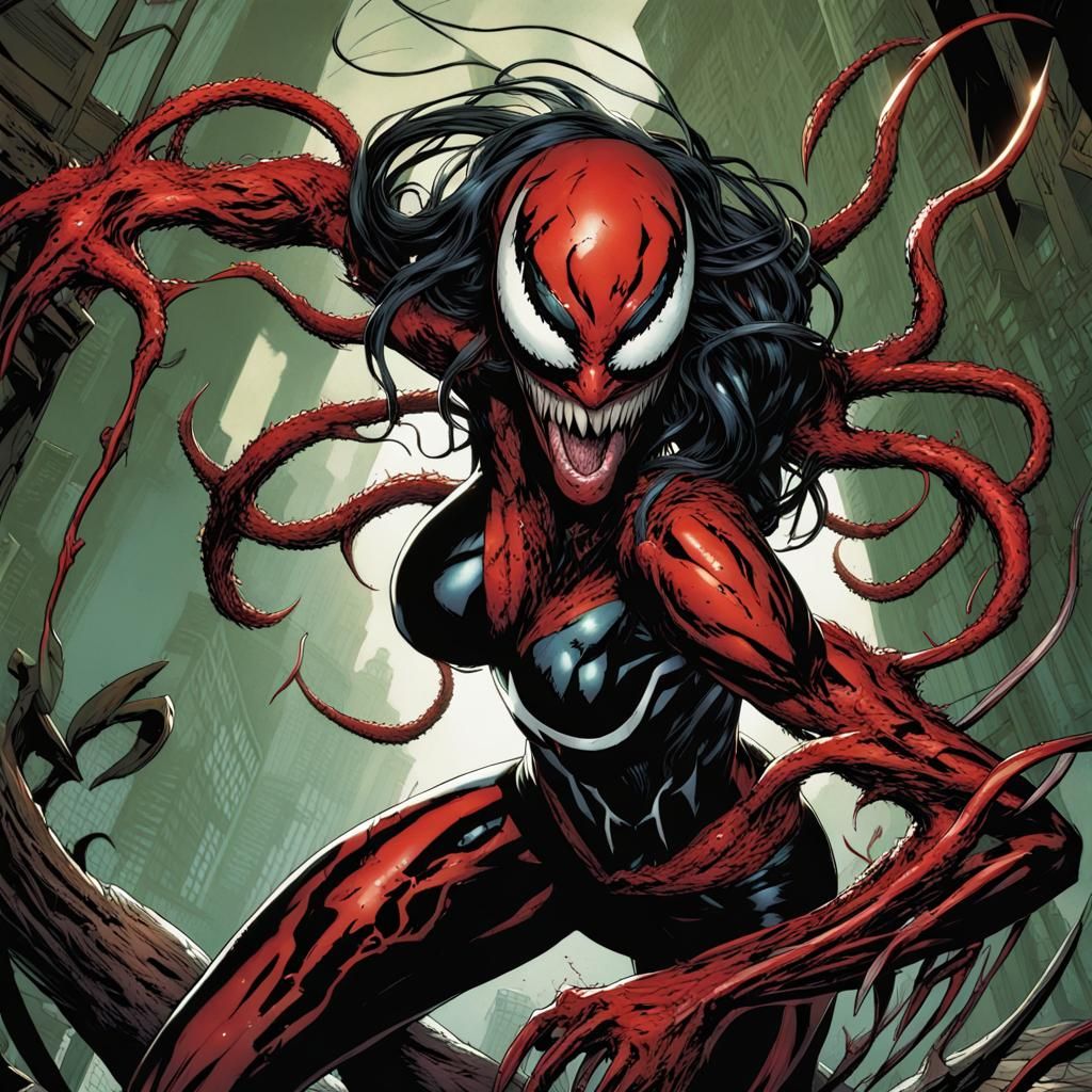 Ferocious Elf Warrior with Symbiote Powers in Comic Art