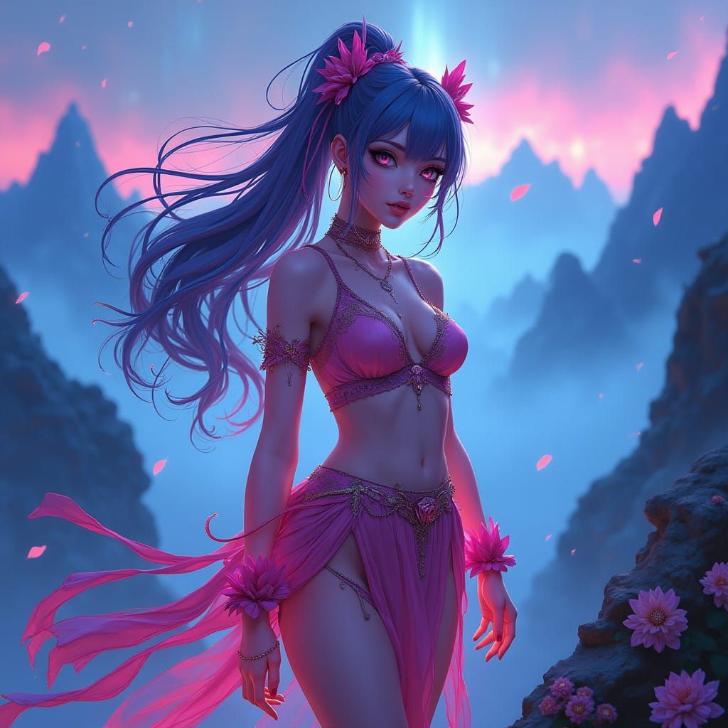 Ethereal Anime Princess in Dreamlike Futuristic Realm