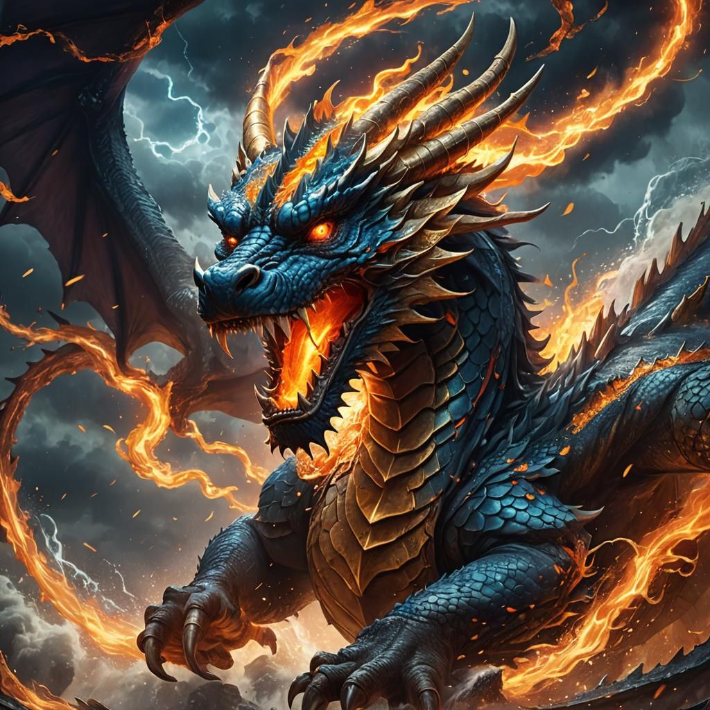 Fantasy Dragon's Fiery Breath in Digital Painting