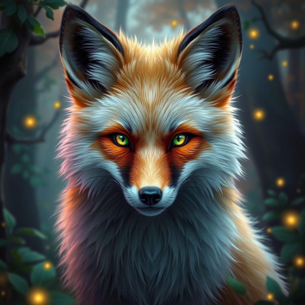 Majestic Fox in Mystical Forest: 8k Matte Painting