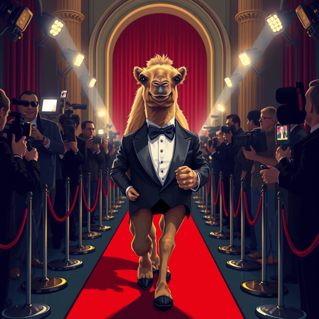 A Dignified Camel Struts Down the Red Carpet at the Oscars