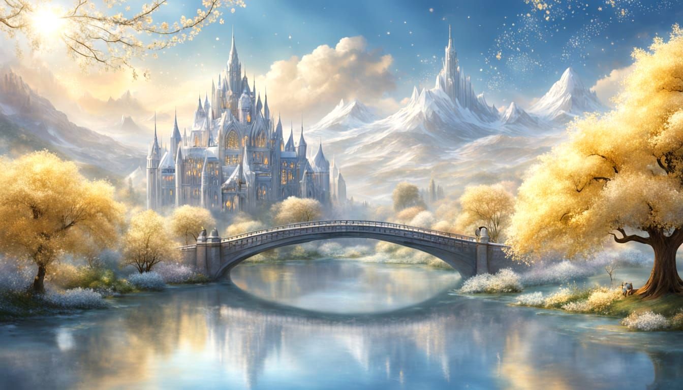 Elven City in Snowy Valley Masterpiece