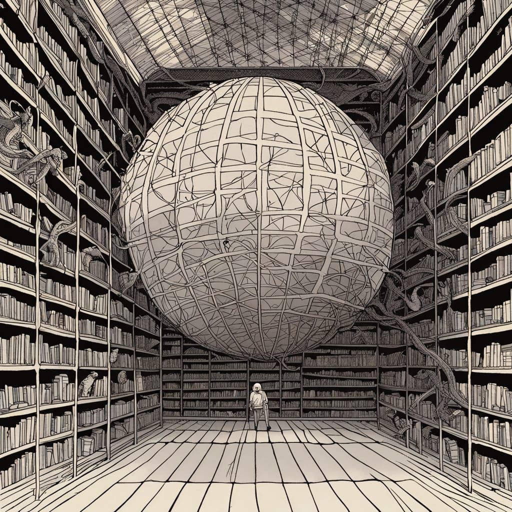 L-Space Vortex in Whimsical Fantasy Library