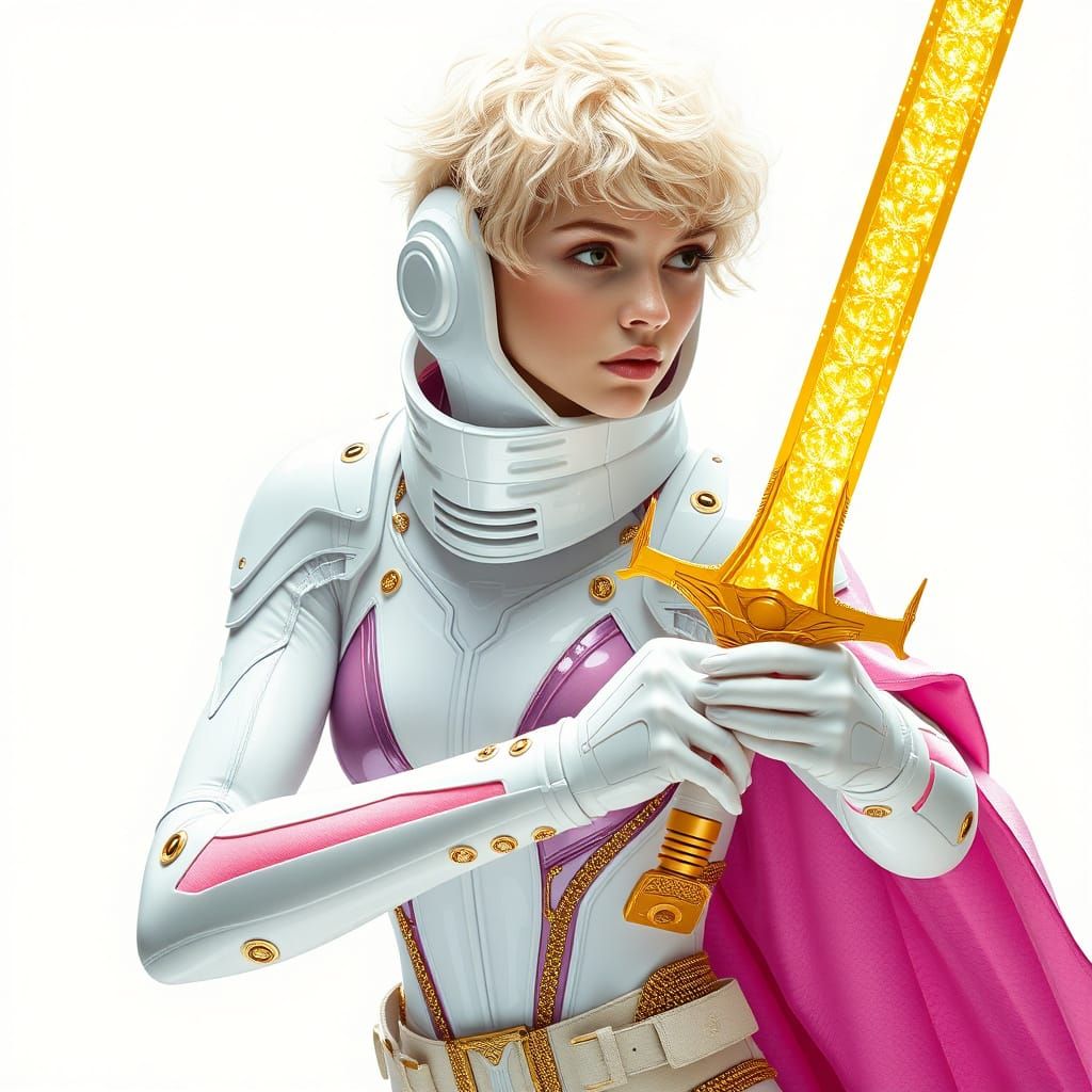 Futuristic Space Warrior with Energy Sword