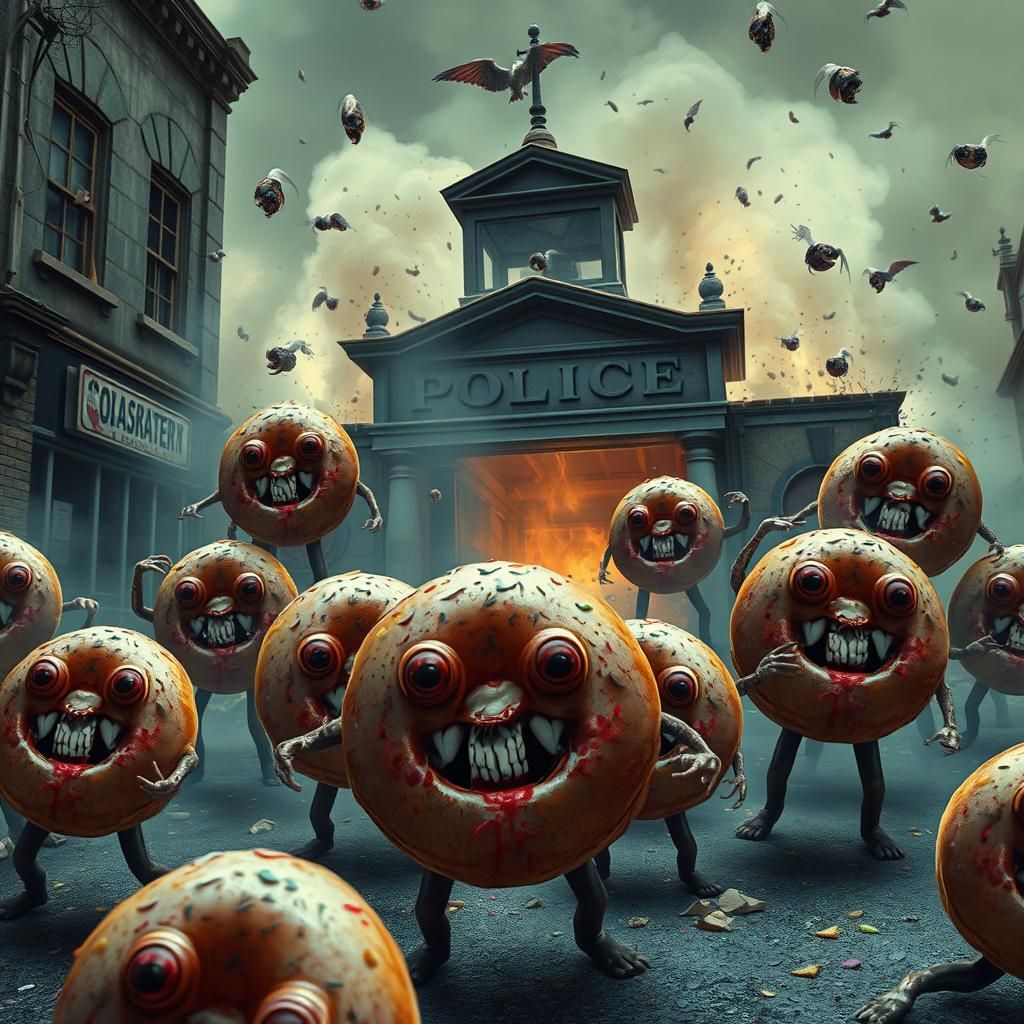 Creepy Doughnut Attack on Police Station