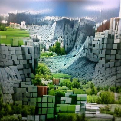 Detailed Matte Painting of Minecraft Landscape