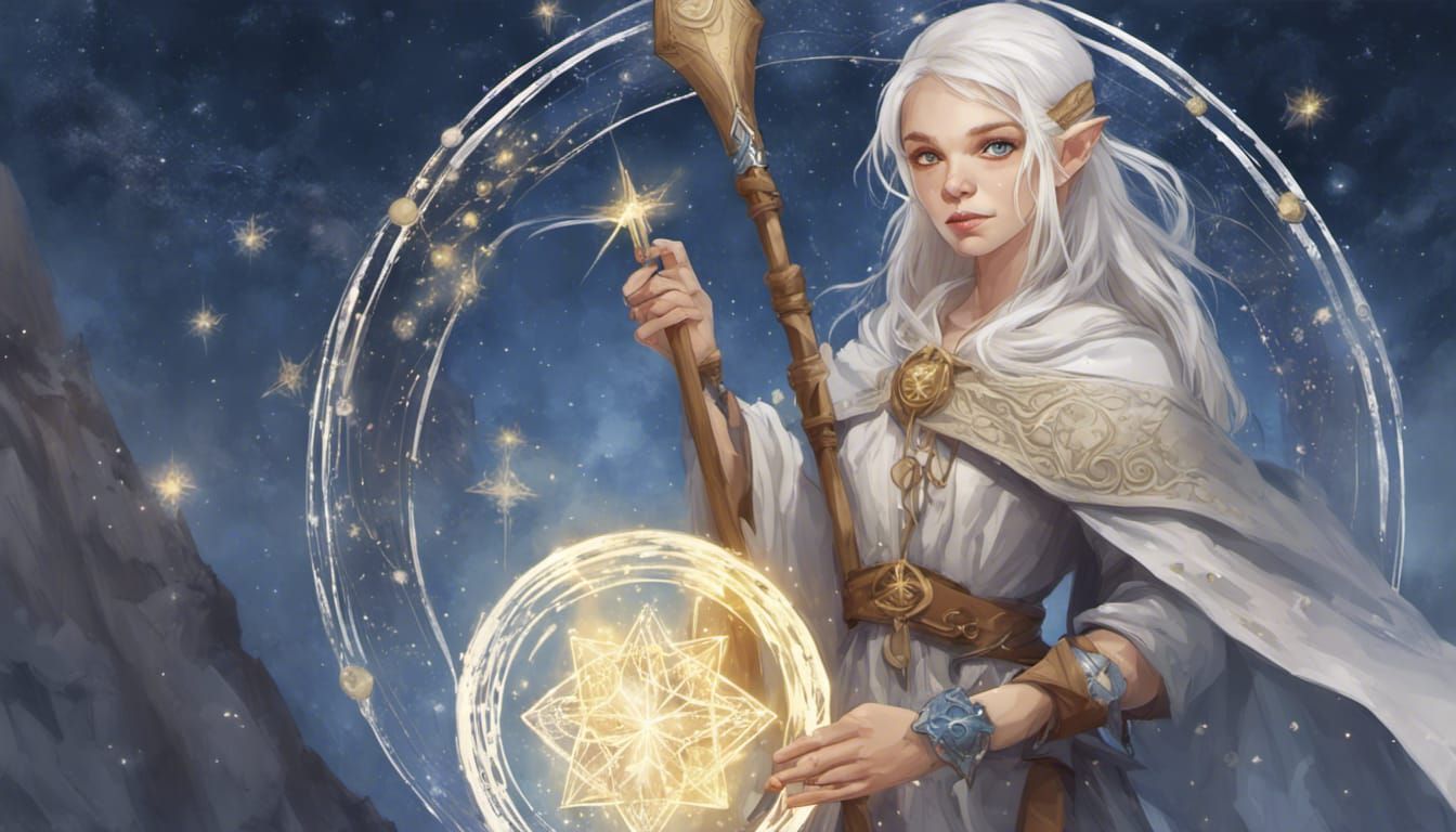 Magical Elf Astrologer Amidst Constellations