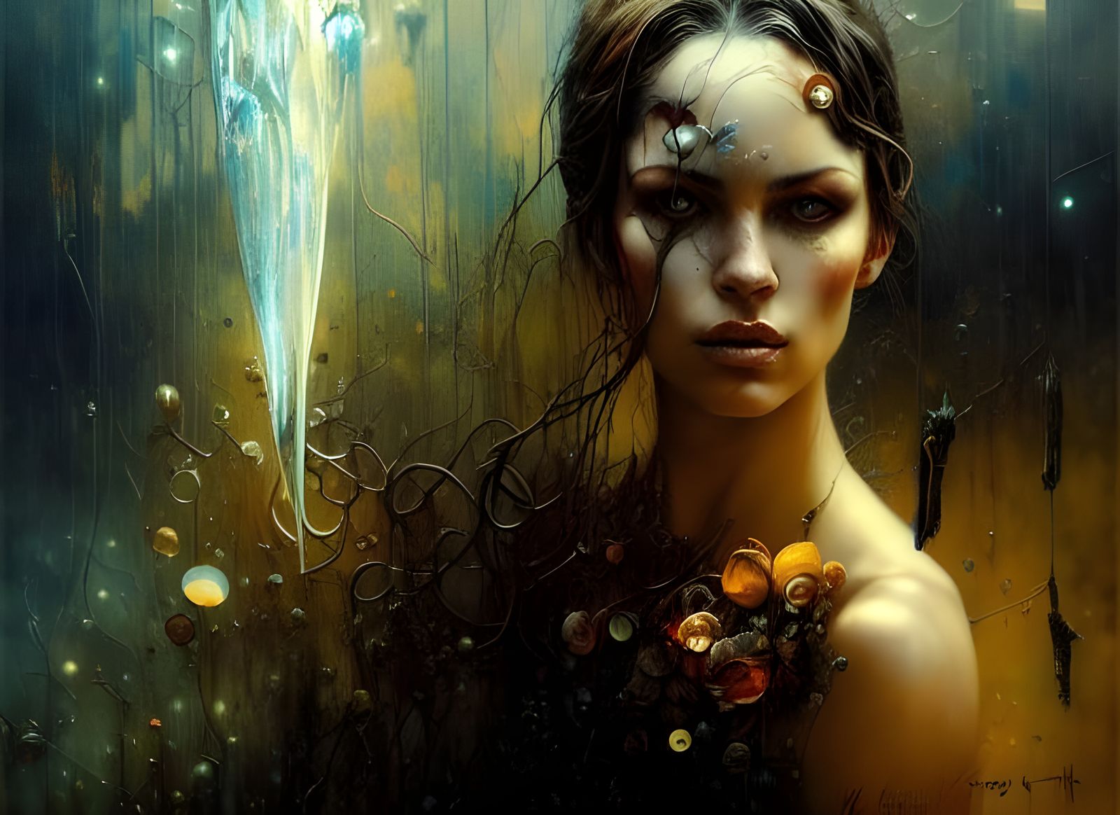 Surreal Characters in Scenic Fantasy Landscape