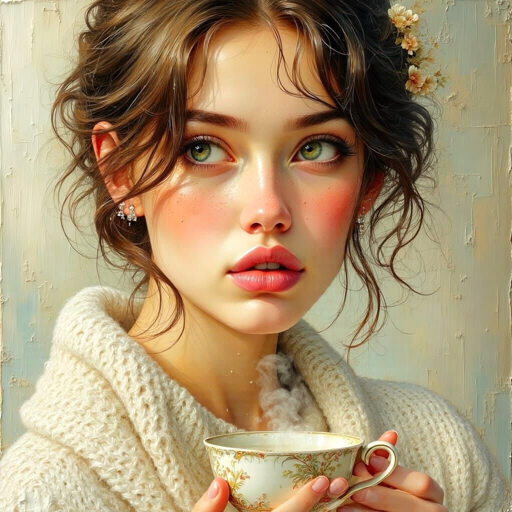 Impasto Painting of Interlocking Hands in Volumetric Style