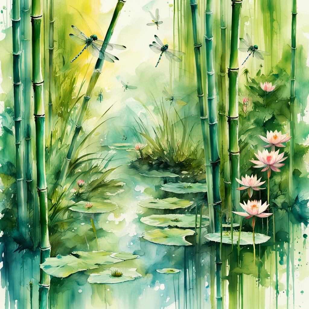 beautiful green bamboo garden